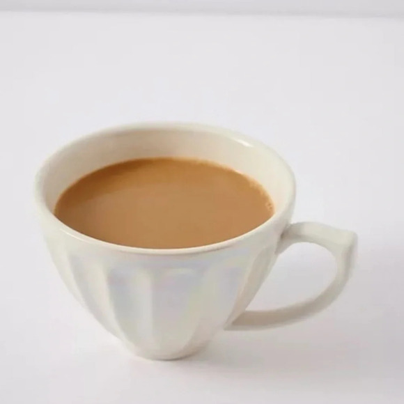 Anthropologie White  Lustered Latte Mug - Picture 1 of 2